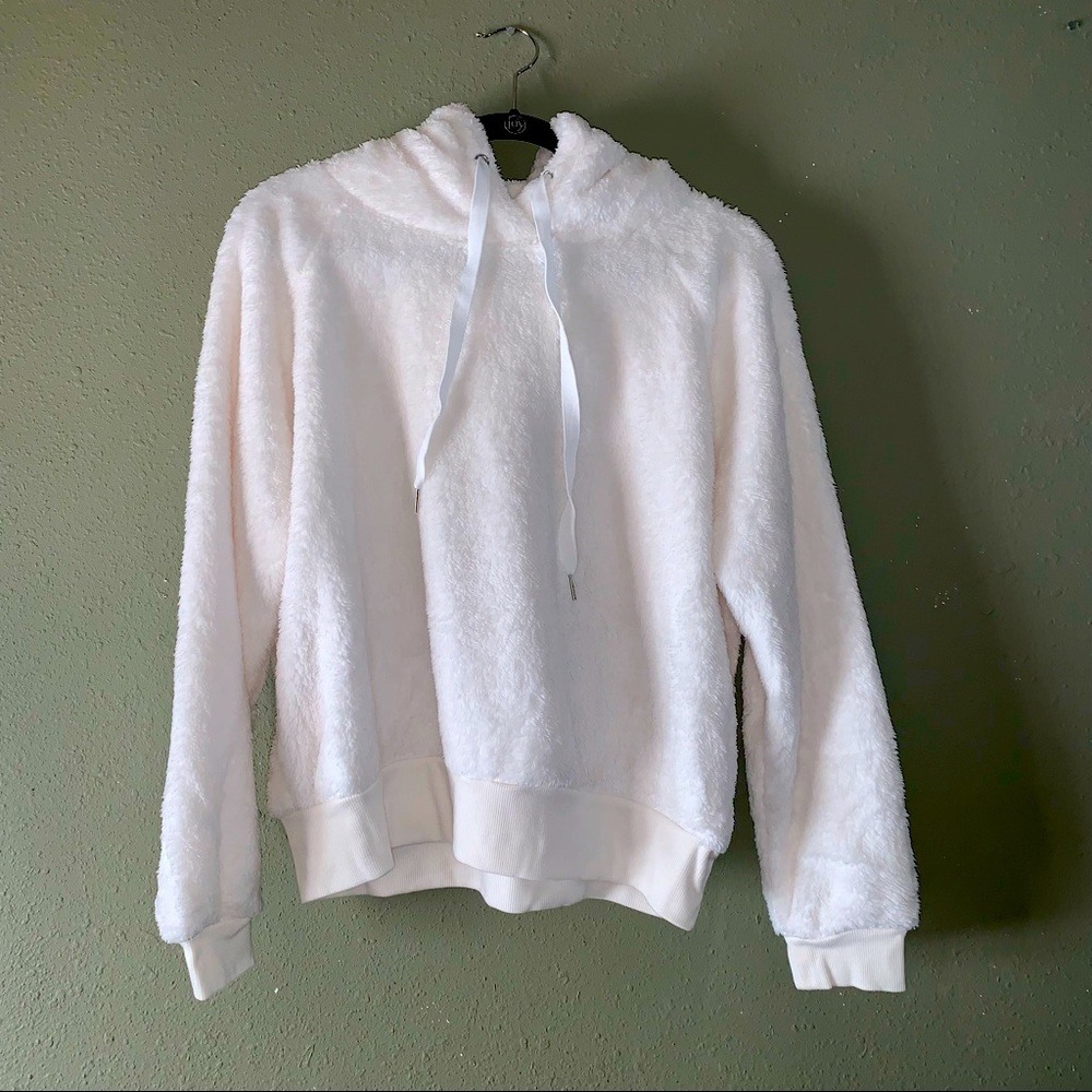 White Teddy Hoodie Sweater